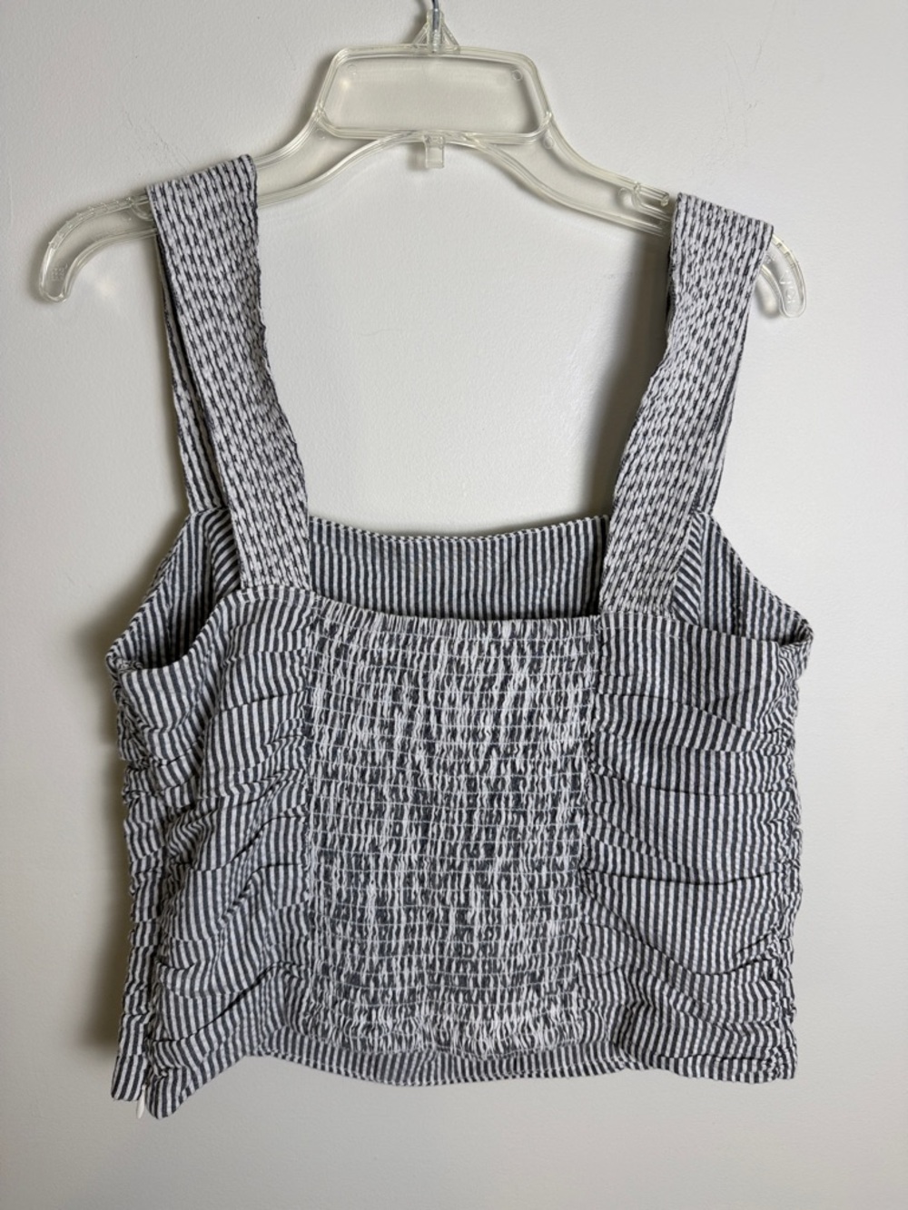PILCRO Anthropologie NWT Ruched Tank Smocking Side Zip Blue Stripe | Sz M - Picture 6 of 6